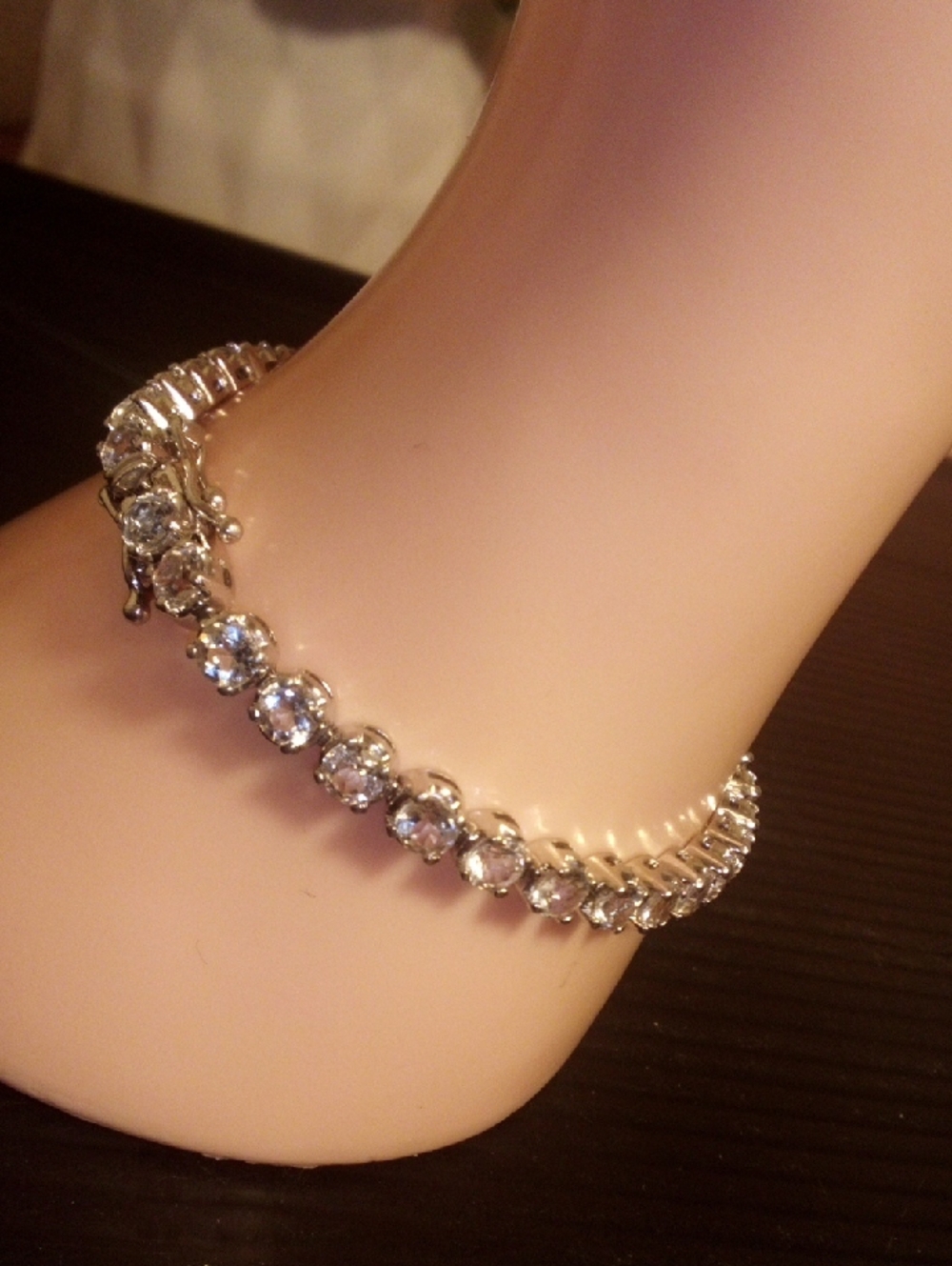 Elegant Crystal Tennis Anklet in Silver